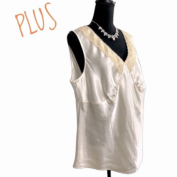 Satiny Lace-Insert Camisole Top, Lane Bryant, Plus, 18 - Picture 2 of 10